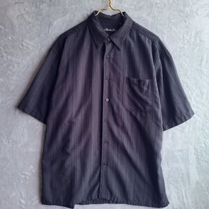 MILANO BAY Black Monochromatic Shirt Size XL Textured Stripe Club Resort